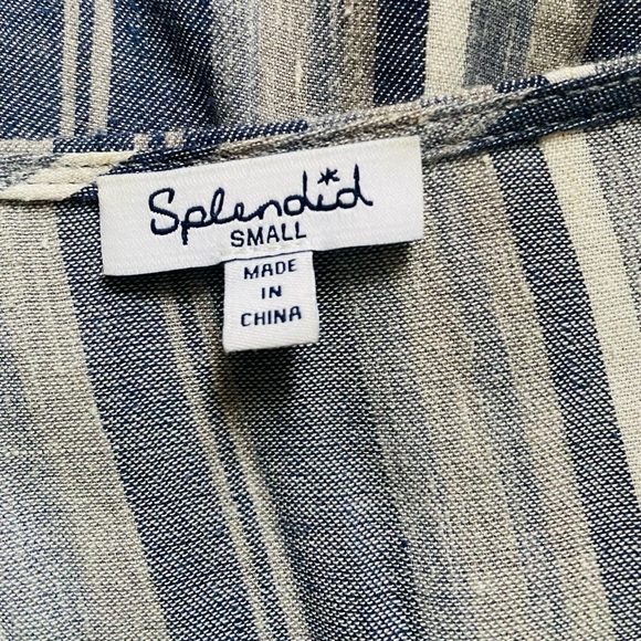 SPLENDID | Chambray Multi Stripe Tulip Sleeve Maxi Dress Size Small - Picture 7 of 9